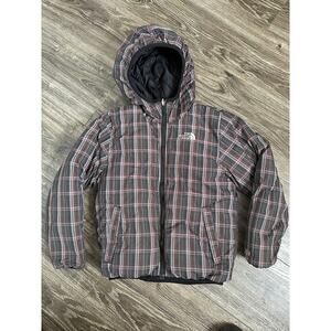 The North Face Moondoggy Reversible Down Puffer Jacket Black Plaid size S